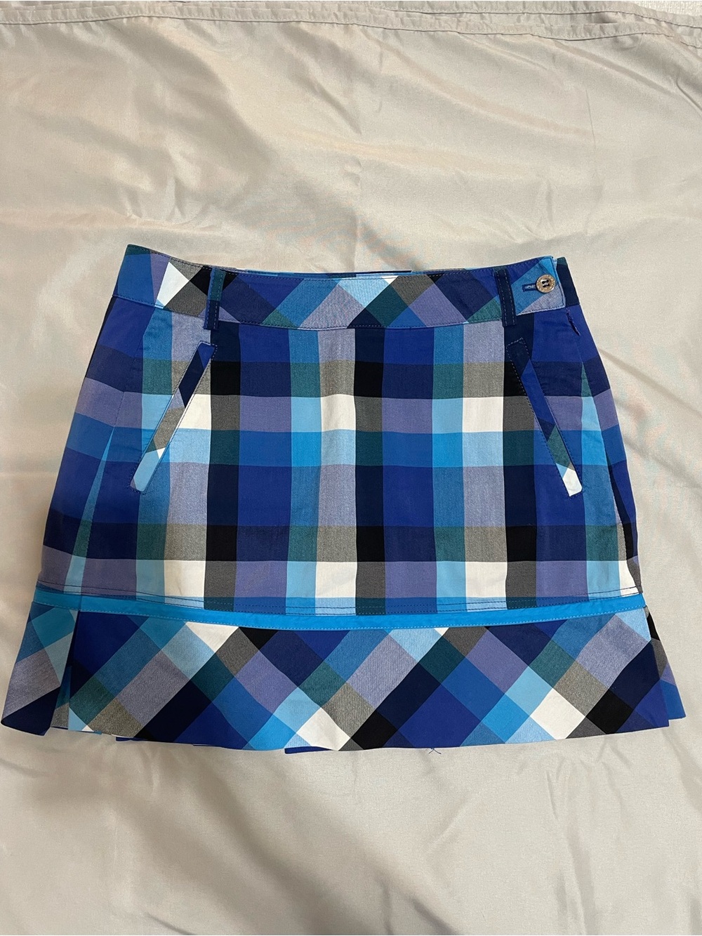 FANTOM Blue Plaid Golf Skort Women’s Size 67 (US 4) Pleated Performance Skirt